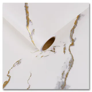 CRE8TIVE Marmor Folie Selbstklebende Tapete Weiß Grau Gold Klebefolie Möbel 60cm x 300cm Matt Klebefolie Marmoroptik Modern Möbelfolie Badezimmer Wasserfest Tapete Küche Arbeitsplatte Schrankfolie