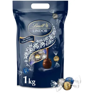 Lindt LINDOR Schokoladen Kugeln Dunkle Mischung | 1 kg Beutel, wiederverschliessbar | ca. 80 Kugeln dunkle Schokolade (50%, 60% & 70% Kakao) | Grosspackung | Pralinen Geschenk | Schokoladengeschenk