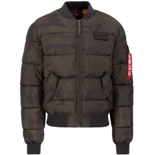 Bomberjacke ALPHA INDUSTRIES "MA-1 Puffer Bomber Camo", Herren, Gr. 3XL, grün (schwarz olive camo), Obermaterial: 100% Polyester; Futter: 100% Polyester; Füllung: 100% Polyester, Jacken Bomberjacke