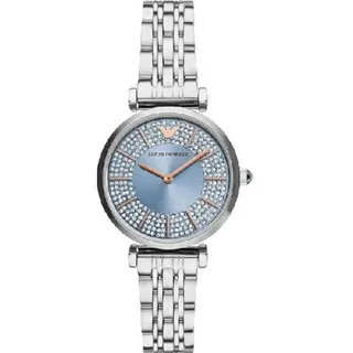 Emporio Armani Damenuhr silber roségold hellblau - Silber