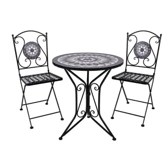 Garden Pleasure Balkonset Jalua 3-tlg. Grau/Schwarz/Weiß