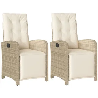 vidaXL Gartensessel mit Fußteil 58,7 x 69,3 x 32 cm beige 2 St.