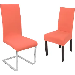 BEAUTEX Stuhlhusse Baumwolle Stretch 2er Set Johanna Flamingo | 96% Baumwolle, 4% Elasthan, 180 g/m2, sicherer Rundum-Gummizug, 30 °C waschbar, atmungsaktiv, formstabil & langlebig