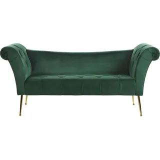 BELIANI Chaiselongue Grün/goldene Beine Universal mit Samtbezug und Metallfüßen für Wohnzimmer Schlafzimmer Salon Flur Klassisch Retro Modern - Grün, Gold