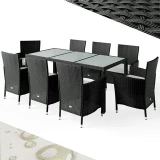 CASARIA Polyrattan Garten-Sitzgruppe Bali 9-tlg Schwarz stapelbar