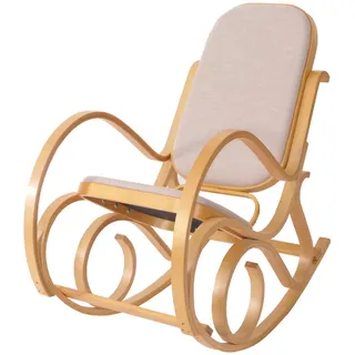 MCW Schaukelstuhl Eiche Dekor, Beige , Eichefarben, Beige , Holz , 55x90x96 cm , Wohnzimmer, Sessel, Schaukelstühle