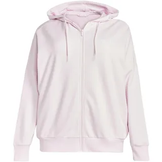 adidas Damen Essentials LINEAR Full Zip French Terry Hoodie, Clear pink/White, S