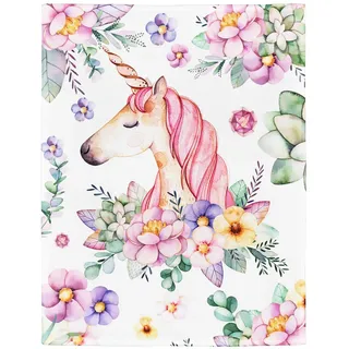 YISUMEI Decke 125x150 cm Kuscheldecken Sanft Flanell Weich Fleecedecke Rosa Einhorn