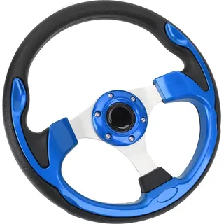 Lenkrad Universal 13 Zoll Rennstil PolyurethanAluminium Bequemer Griff 6-Loch-Auto mit Hupenknopf Blau
