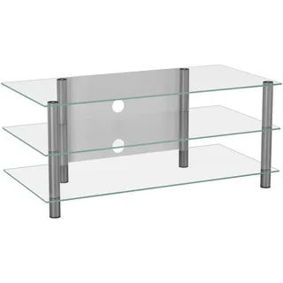VCM my media TV-Rack 110 x 45 x 42 cm Silber/Transparent Aluminium/Glas