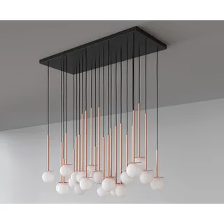 Einzigartige LED-Hängeleuchte Cotton Panel mit Opalglaskugel - Kupfer