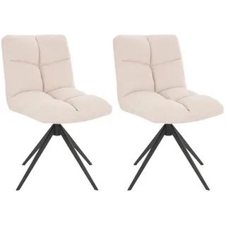 Home Deluxe Esszimmerstuhl drehbar 2er Set NODA - Cord Creme