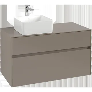Villeroy & Boch Collaro Waschbeckenunterschrank, 2 Auszüge, Waschbecken links, 1000x548x500mm, C03900VN, Farbe: Front/Korpus: Cashmere Grey, Griff: Cashmere Grey