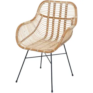 Mendler Esszimmerstuhl HWC-P17 Rattan creme/beige