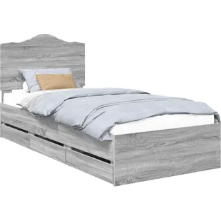 Bettrahmen mit Kopfteil Sonoma-Grau 75 x 190 cm Ingenieurs Holz - Grau