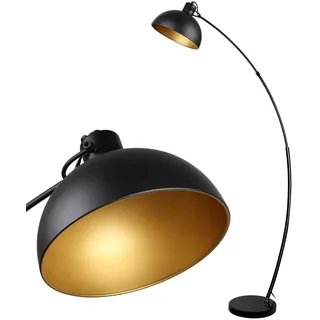 Osasy Stehlampe arc, bogenlampe wohnzimmer, Schwarz-Golden,verstellbar | Stehleuchte wohnzimmer,Verstellbarer-schirm,1x E27, 165 cm, Metall, Zum Lesen,Deko