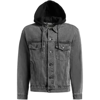 khujo Jeansjacke "Jeansjacke Jokin" mit Kapuze Herren Denim-Jacke mit Sweat-Kapuze, light grau