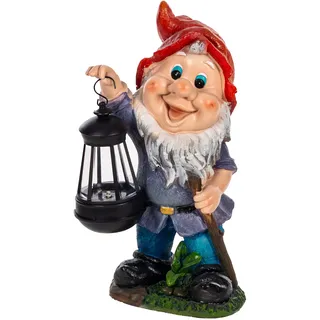 Birendy wunderschöne Gartenzwerge - Verschiedene Motive - auch mit LED Solar-Beleuchtung (Mit Stock und LED H:33cm)