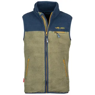 Trollkids Hemsedal Weste - Moss / Mystic Blue / Golden Yellow - 92 cm