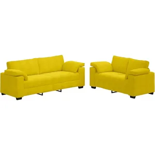 SYFAXTM 2-teiliges Sofa-Set mit Kissen, gelber Samt - Gelb