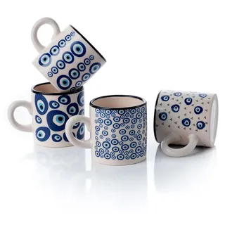 Handgefertigte Espressotassen, Keramik Espresso Tassen 4er Set, Bunte Espressotassen, 150 ml, Spülmaschinenfeste Kaffeebecher, Kaffeetassen Set, Kleine Cappuccino Tassen