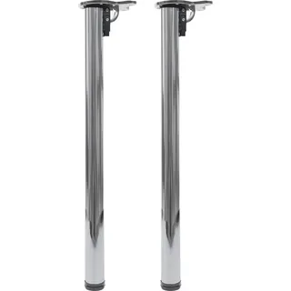 2er-Set Tischbein HWC-H34, für Schreibtisch Esstischfuß Tischgestell, klappbar 72cm Edelstahl-Optik - Silber