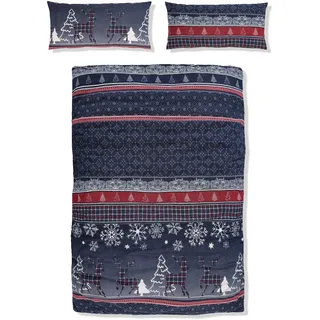 my home Bettwäsche »Chrissy in Gr. 135x200 oder 155x220 cm, ideal für Weihnachten« 2 tlg. Fleece kuschelig warm im Winter, Weihnachtsbettwäsche, Winter, blau