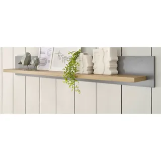 Wandboard "Rideau" in grau und Eiche Landhaus Wandregal 150 cm - Grau, Naturbelassen