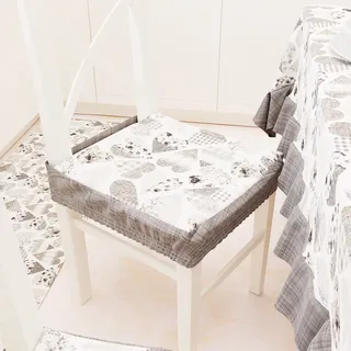 PETTI Artigiani Italiani - Kissen für Küchenstühle mit Gummizug 2 Stück, Stuhlkissen aus Baumwolle mit Gummizug 40 x 40 cm – 2er-Set Herzen grau 100% Made in Italy