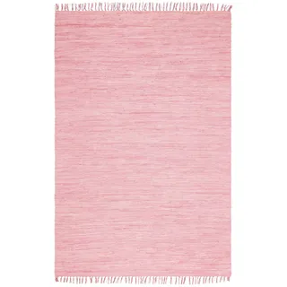my home Teppich »Ares« rechteckig 5 mm Höhe Uni Farben, handgewebt, mit Fransen, reine Baumwolle, waschbar, Läufer, rosa