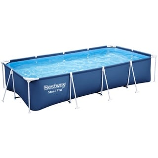 Bestway Steel Pro Frame Pool Set mit Filterpumpe 400 x 211 x 81 cm , dunkelblau, eckig