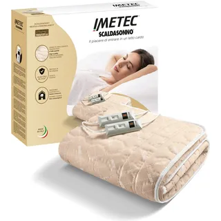 Imetec Scaldasonno, Wärmeunterbett für Doppelbetten 150x137 cm, niedriger Stromverbrauch, 2 Steuereinheiten mit 2 Temperaturen, gestepptes Gewebe, Made in Italy, hand- und maschinenwaschbar