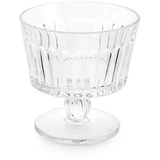 H&H Set mit 3 Schalen mit Fuß Atena aus bearbeitetem Glas, transparent, 35 cl, elegant und robust, spülmaschinenfest