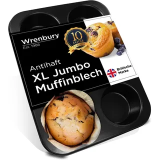 Wrenbury Jumbo-Muffinform 6er – Tiefe Muffin-Backform Ø 9,5 cm, Antihaftbeschichtet, PFAS-frei, EU LFGB & EU Food Safe – Für XXL Muffins, Cupcakes & Brötchen