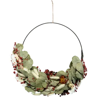 HEITMANN DECO, Trockenblumen Kranz, grün/rot, ca. 35 cm