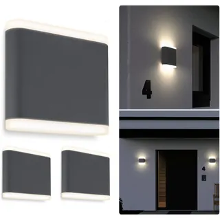 SSC-LUXon 3 Stück GIRI LED Wandlampe Aussenlampe Wand innen & aussen anthrazit Up and Down Leuchte IP54 moderne Aussenwandleuchte indirekte Beleuchtung warmweisses Licht 230V