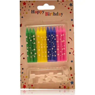 Tortenkerzen Set mit Haltern 72 Kerzen mit 72 x Halter - Kuchenkerzen Geburtstag - 4 Farben Mix - [Blau-Gelb-Grün-Pink] -  Höhe - 6cm | Geburtstagskerzen für Party, Weihnachten, Feier - Partykerzen - Grün, Gelb, Blau, Rosa