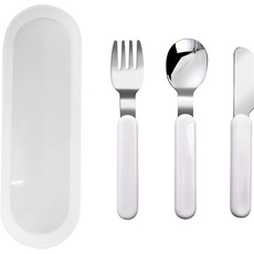 VANRA 3-teilige Kinder Messer Löffel Gabel Set 18/10 Edelstahl Kind Flatware Set Kinder Utensilien Set mit Fall für Lunch Box (Gabellöffel Messer Combo)