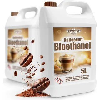 Bioethanol 96,6% 10L | Alkohol Kaffeeduft 96,6% 2x5L | Bioethanol für Kamin, Tischkamin, Bioethanol Kamin | Bioethanol Kaffeeduft | Saubere Verbrennung, ohne Rauch, lebendige und stabile Flamme