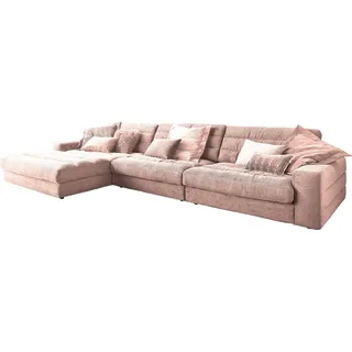 KAWOLA Sofa LANA XL Ecksofa Cord rosa Recamiere links - Rosa