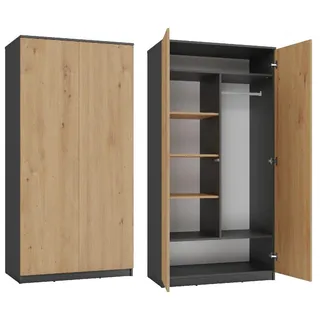 Topeshop SD-90 ANT/ART KPL, Garderobe, 7 Regale, 2 Tür(en), Eiche, Partikelbord, Acrylnitril-Butadien-Styrol (ABS) - Grau, Braun