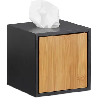 Relaxdays Kosmetiktücherbox schwarz, Taschentuchbox