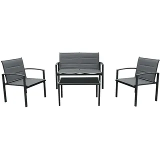 Lounge Set 4tlg. Indoor Outdoor Gartenlounge Sitzgruppe Sitzbank Gartentisch - Schwarz