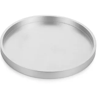 Hanobe Dekotablett Holztablett Tablett Serviertablett: Modern Silver Dekoteller Rund Rustikal Holz 30cm Matt Deko Tabletts Kerzentablett für Küche Kaffee Tisch Kerzen Tischdeko