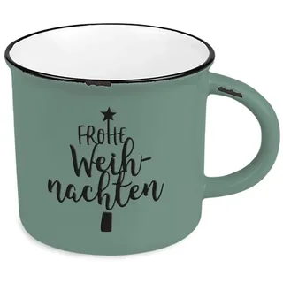 Kaffeetasse vintage| Keramik Becher zum verschenken | 400 ml |Weihnachten | Frohe Weihnachten, Weiß