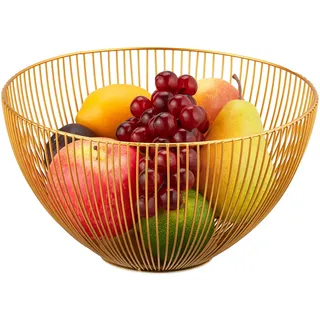 Relaxdays Obstschale Metall 25 x 25 x 14 cm gelb