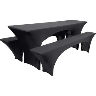 Beautissu Victoria Biertischhusse 50cm Stretch Schwarz