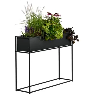 dobar® Metall-Pflanzkasten auf Stelzen - Kräuterhochbeet in komfortabler Arbeitshöhe ca. 80 cm - Pflanzkübel als Raumtrenner für Balkon & Terrasse - 100 x 28 x 80 cm - Anthrazit