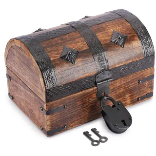 Ajuny Handgefertigte Holz Schatztruhe 9×6 Zoll Muscheldesign | Vintage Schmuckbox, dekorative Aufbewahrung, Geschenkidee für Kinder & Erwachsene, ideal für Schmuck & Andenken
