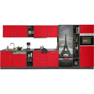 kochstation Küchenzeile 400 cm rot